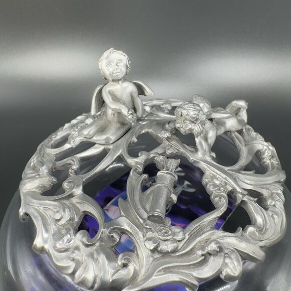 1995 Seagull Canada Pewter Metal Canister Jar Container Lid Clear Glass Marked - Picture 12 of 12